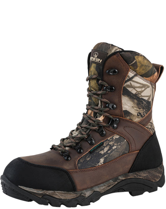 RUNFUN 8'' Men's Waterproof Anti-slip Leather Boots Lace Up Camo Outdoor Hunting Boot RF004-8CC - Runfun Footwear